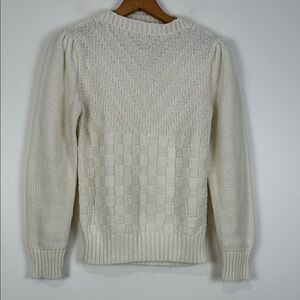 Vintage Steve-Mor Women’s Medium Off-White Women's Sweater Puff Shoulder Cream
